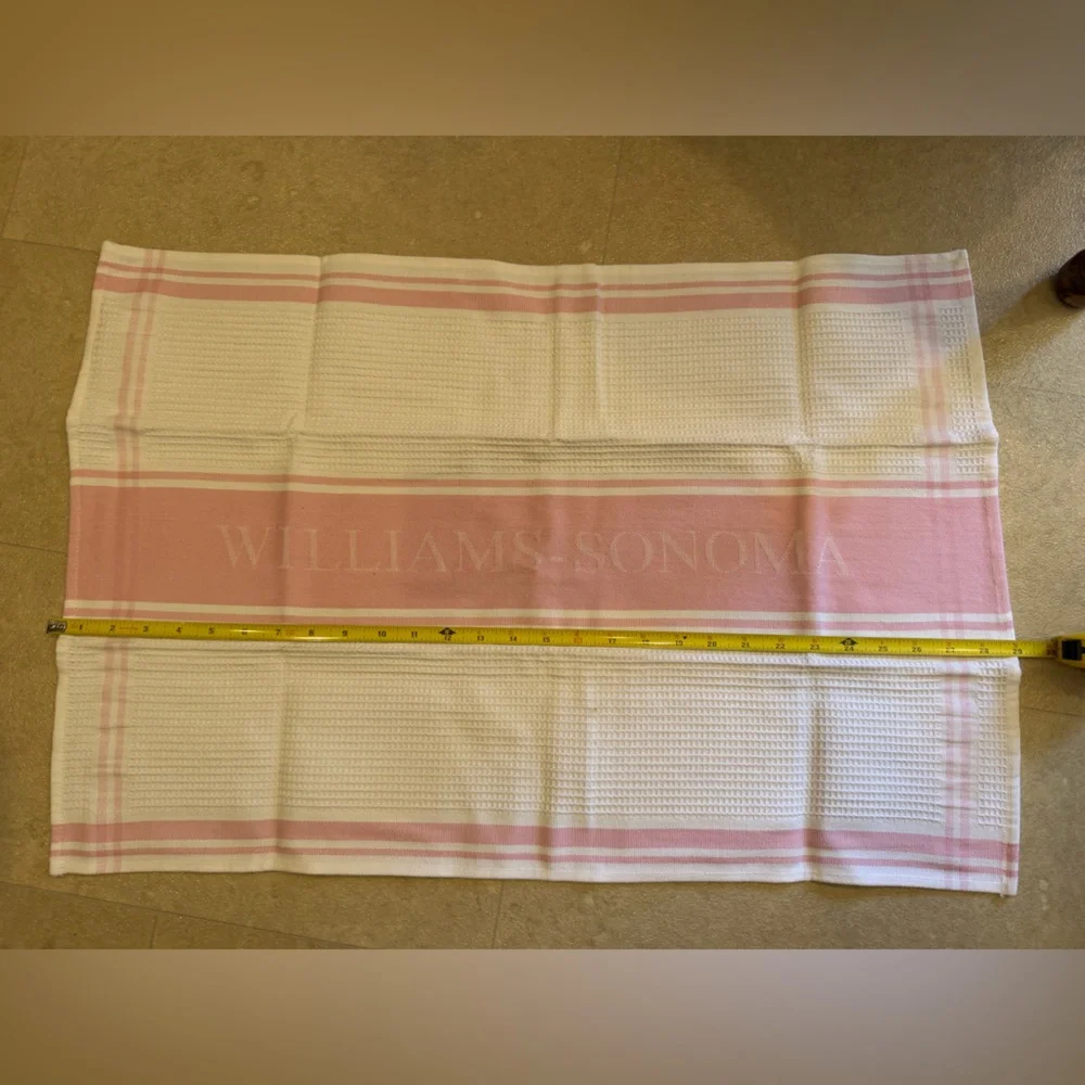 Le Jacquard Francais & Williams Sonoma Tea Towels Kitchen Pink & White